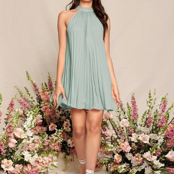 Pleated Mini Dress Mint - Picture 4 of 5